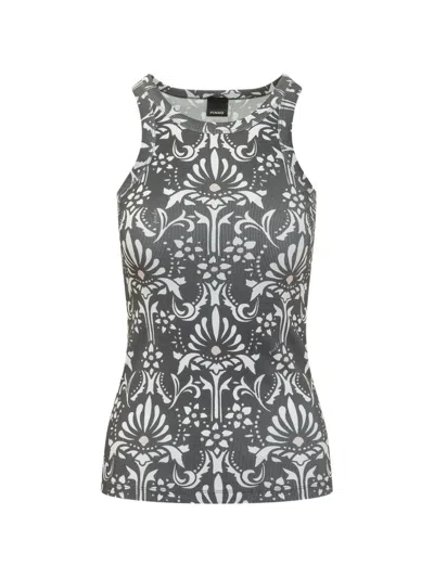 Pinko Baroque-print Tank Top In Gray