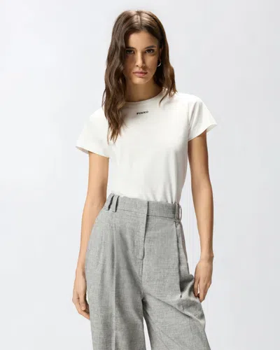 Pinko Basic T-shirt Jersey Logo Print Ss26 In White