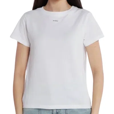 PINKO PINKO BASIC WOMEN'S WHITE T-SHIRT IN COTTON ROUND NECK LOGO FRONT