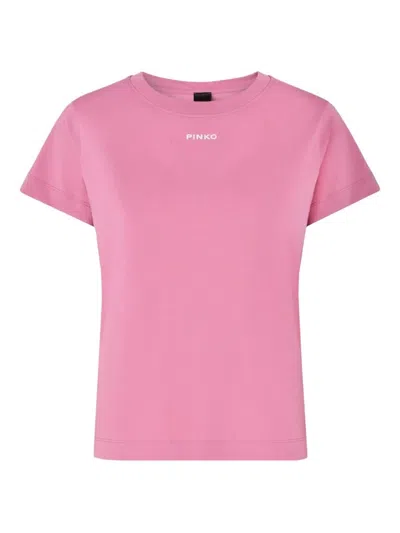 Pinko Crew Neck Top Short Sleeve Design In Pink
