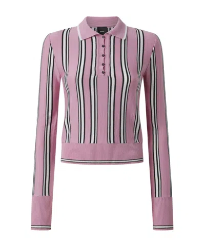 Pinko Striped Polo-style Sweater In Pink