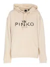 Pinko Knitwear With Drawstring Hood And Frontal Logo In Beige
