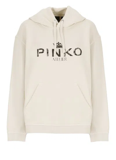 Pinko Bassani Hoodie In Beige