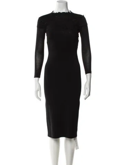 Pre-owned Pinko Bateau Neckline Midi Length Dress In Black