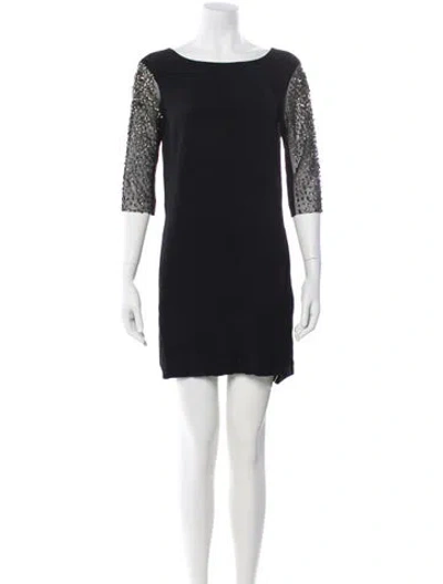 Pre-owned Pinko Bateau Neckline Mini Dress In Black