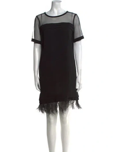 Pre-owned Pinko Bateau Neckline Mini Dress In Black