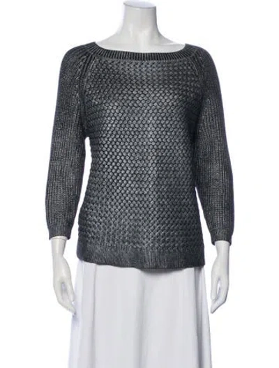 Pre-owned Pinko Bateau Neckline Three-quarter Sleeve Top In Multi