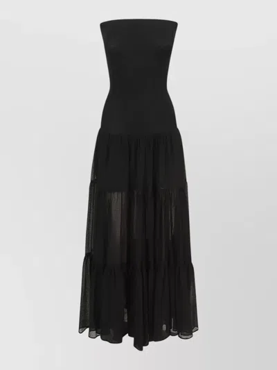 Pinko Baveno Skirt Sheer Panels Tiered Design In Black