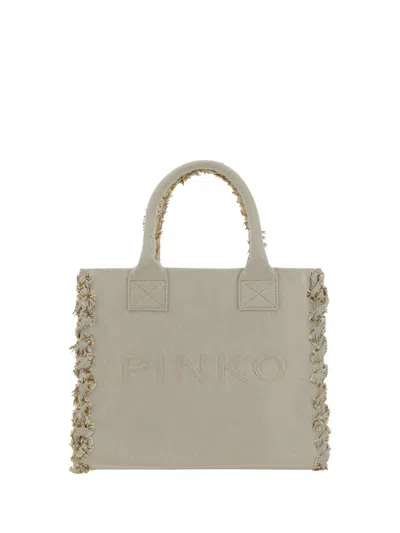 Pinko Beach Handbag In Sabbia/ecru-antique Gold