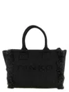 Pinko Frayed Lettering Medium Tote Bag In Black