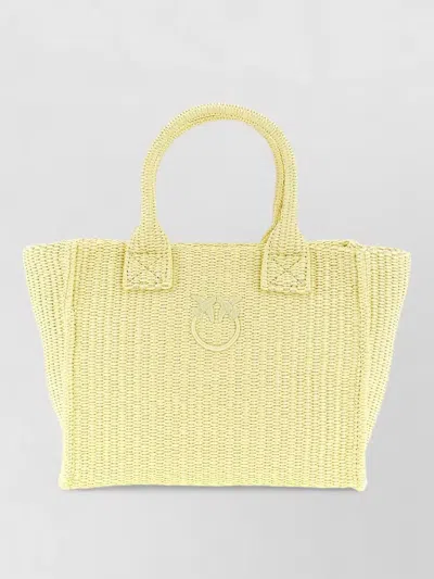 Pinko Beach Mini Shopping Bag Dual Handles In Yellow