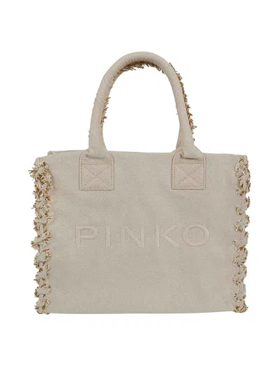 Pinko Beach Handbag In Light Beige