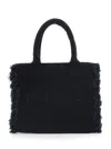 Pinko Frayed Lettering Medium Tote Bag In Black