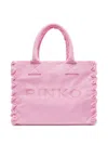 Pinko Beach Shopper In Recycled Canvas In Pink