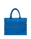 Pinko Beach Shopping Blue Cotton Canvas Handbag