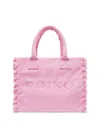 Pinko Beach Shopping Blue Cotton Canvas Handbag