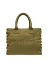 Pinko Beach Shopping Blue Cotton Canvas Handbag