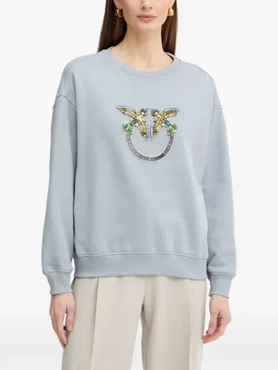 Pinko Bead-embellished Sweatshirt In Gray