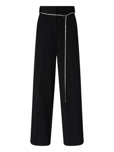 Pinko Beaded-belt Trousers In Black