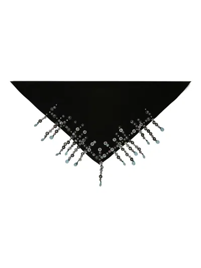 Pinko Beaded-fringe Scarf In Black
