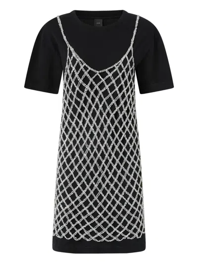 PINKO BEADED MESH-OVERLAY DRESS