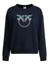 Pinko Nelly Sweatshirt With Love Birds Embroidery In Blue