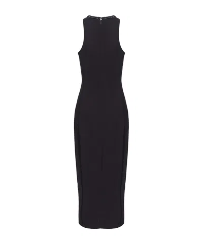 Pinko Beaded-trim Sleeveless Midi Dress In Black