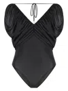 Pinko Gathered Halter Neck Bodysuit With Ruched Detailing In Black