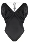 Pinko Gathered Halter Neck Bodysuit With Ruched Detailing In Black
