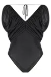 Pinko Gathered Halter Neck Bodysuit With Ruched Detailing In Black