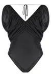 Pinko Gathered Halter Neck Bodysuit With Ruched Detailing In Black