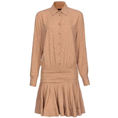 Pinko Arzach Logo-jacquard Shirtdress In Beige