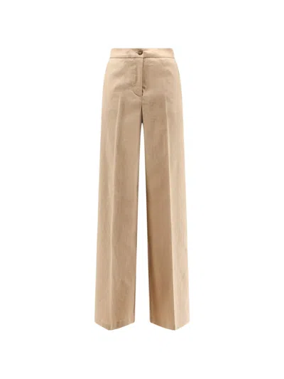 Pinko Beige Buttoned High-waisted Wide-leg Pants In Pink