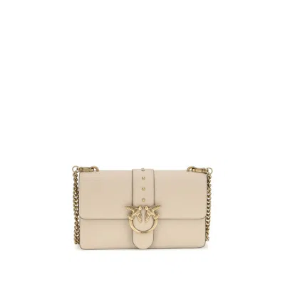 Pinko Mini Love Slouchy Shoulder Bag In Q Beige Grigio Fumo Antique Gold