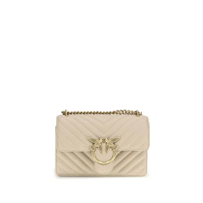 Pinko Beige Calf Leather Bos Taurus Shoulder Bag