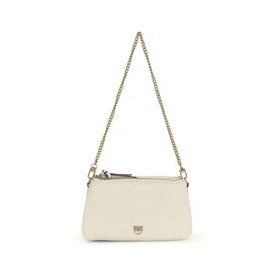 Pinko Beige Calf Leather Bos Taurus Shoulder Bag In Neutral