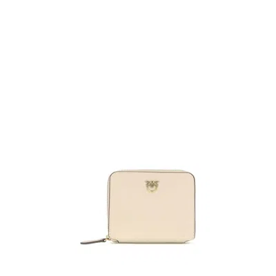 Pinko Beige Calf Leather Bos Taurus Wallet In White
