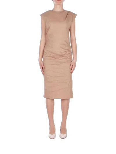 Pinko Beige Chantilly Linen Viscose Elastane In Neutral