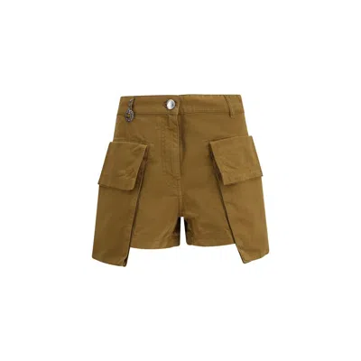 Pinko Beige Cotton Bermuda Shorts In Brown