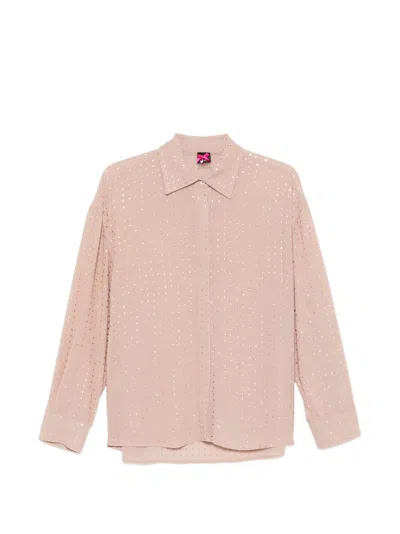 Pinko Beige Embellished Long Sleeve Shirt In Neutral