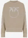 Pinko Beige Embroidered Sweatshirts In Beige