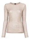 Pinko Beige Fitted Sweater With Round Neckline In Pink