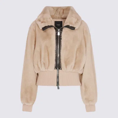 Pinko Coats Light And Natural In Brown