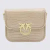 Pinko Beige Leather Crossbody Bag In Sand