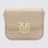 Pinko Beige Leather Crossbody Bag In Neutral