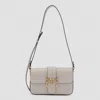 Pinko Beige Leather Mini Love Shoulder Bag In White