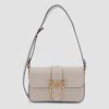 Pinko Beige Leather Mini Love Shoulder Bag In White