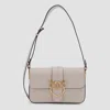 Pinko Beige Leather Shoulder Bag In Sand