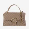 Pinko Beige Love Birds Quilted Shoulder Bag In Beige
