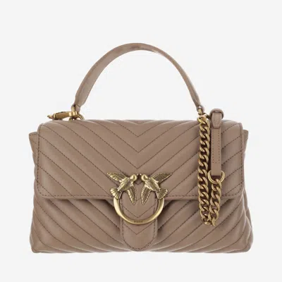 Pinko Beige Love Birds Quilted Shoulder Bag